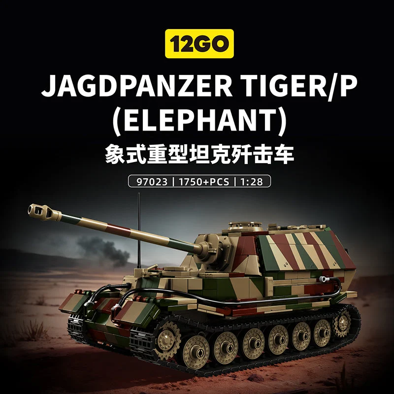 12GO WWII German Elephant Heavy Tank Destroyer 1:28 (1750 Pieces)