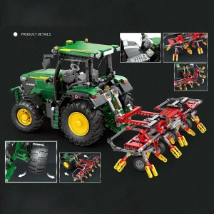 Reobrix Mechanical RC Farm Tractor with Rotary Tedder (1828 Pieces)