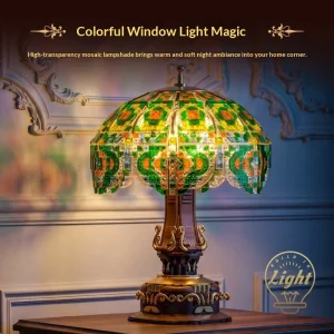 HUIYOYOYI Vintage Green Shimmer Gilt Table Lamp (2465 Pieces)
