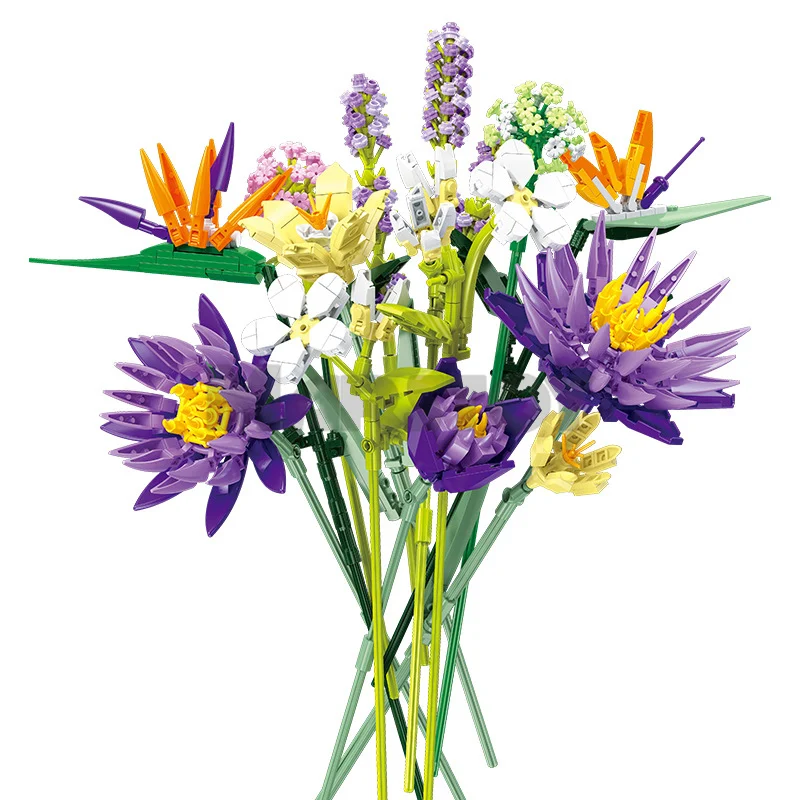 JIE STAR Tropical Flower Bouquet (891 Pieces)
