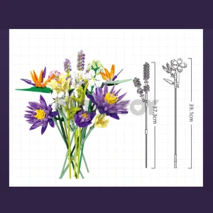 JIE STAR Tropical Flower Bouquet (891 Pieces)