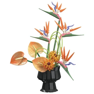 JIE STAR Bird of Paradise Floral Arrangement with Vase (796 Pieces)