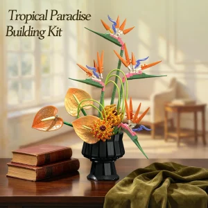 JIE STAR Bird of Paradise Floral Arrangement with Vase (796 Pieces)